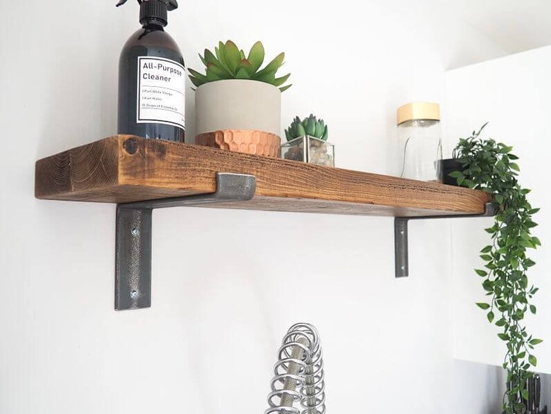 Rustic Metal Bracket Pine Plasterboard shelf 6 Etsy
