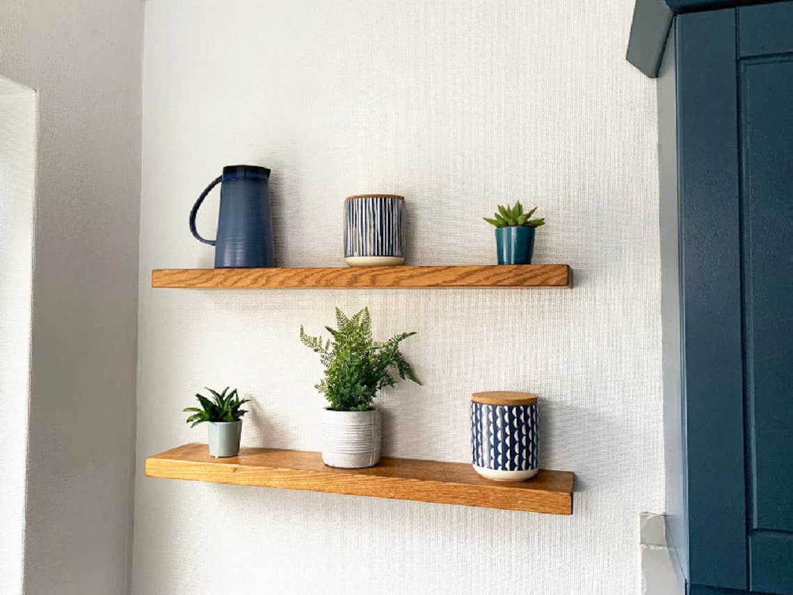 Solid Oak Floating Shelf Kiln Dried Shelves 8 Deep Etsy