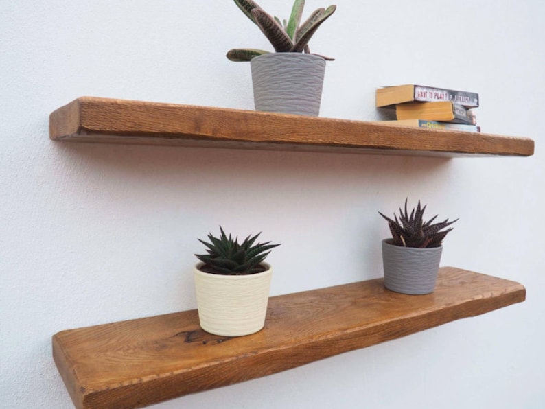 Handcrafted Rustic Oak Floating Shelf: 15cm Deep bild 1