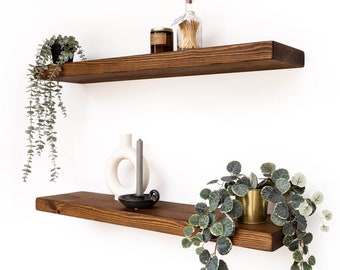 Rustic Shelves Floating | Handcrafted | Eco-Friendly | Made From Solid Wood | 22cm Deep x 5cm Thick