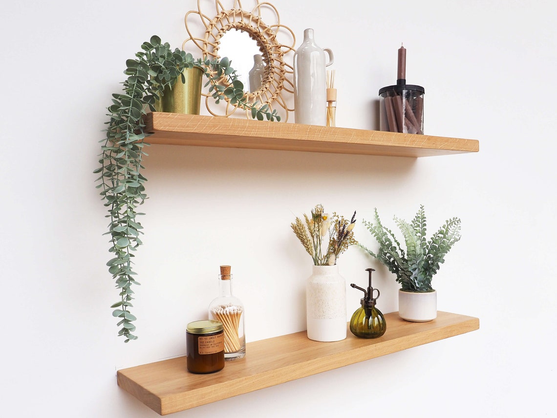 Solid Oak Floating Shelf 6 Deep Kiln Dried Shelves Etsy UK