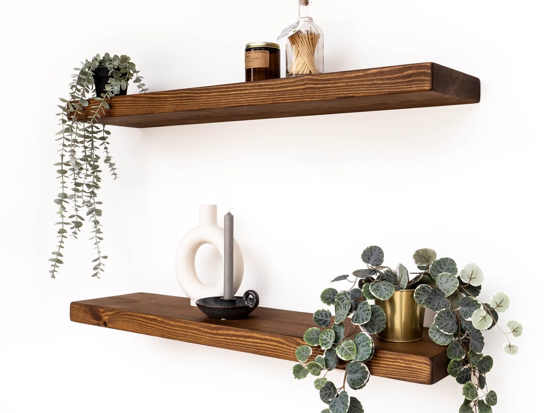 Rustic Shelves Floating Handcrafted Ecofriendly Made From Solid Wood