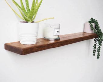Rustic Oak Floating Shelf 15cm Deep: Handcrafted Aged Wood, Plasterboard Fixings
