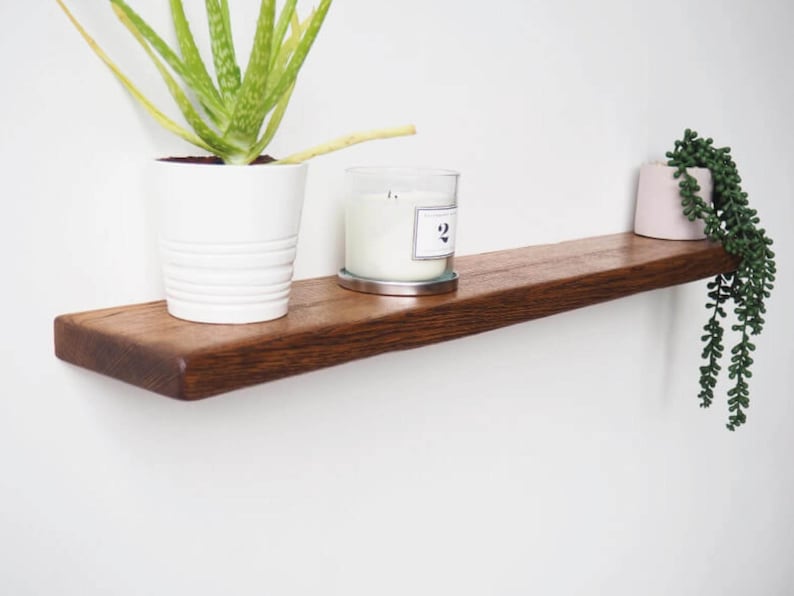 Handcrafted Rustic Oak Floating Shelf: 15cm Deep bild 2