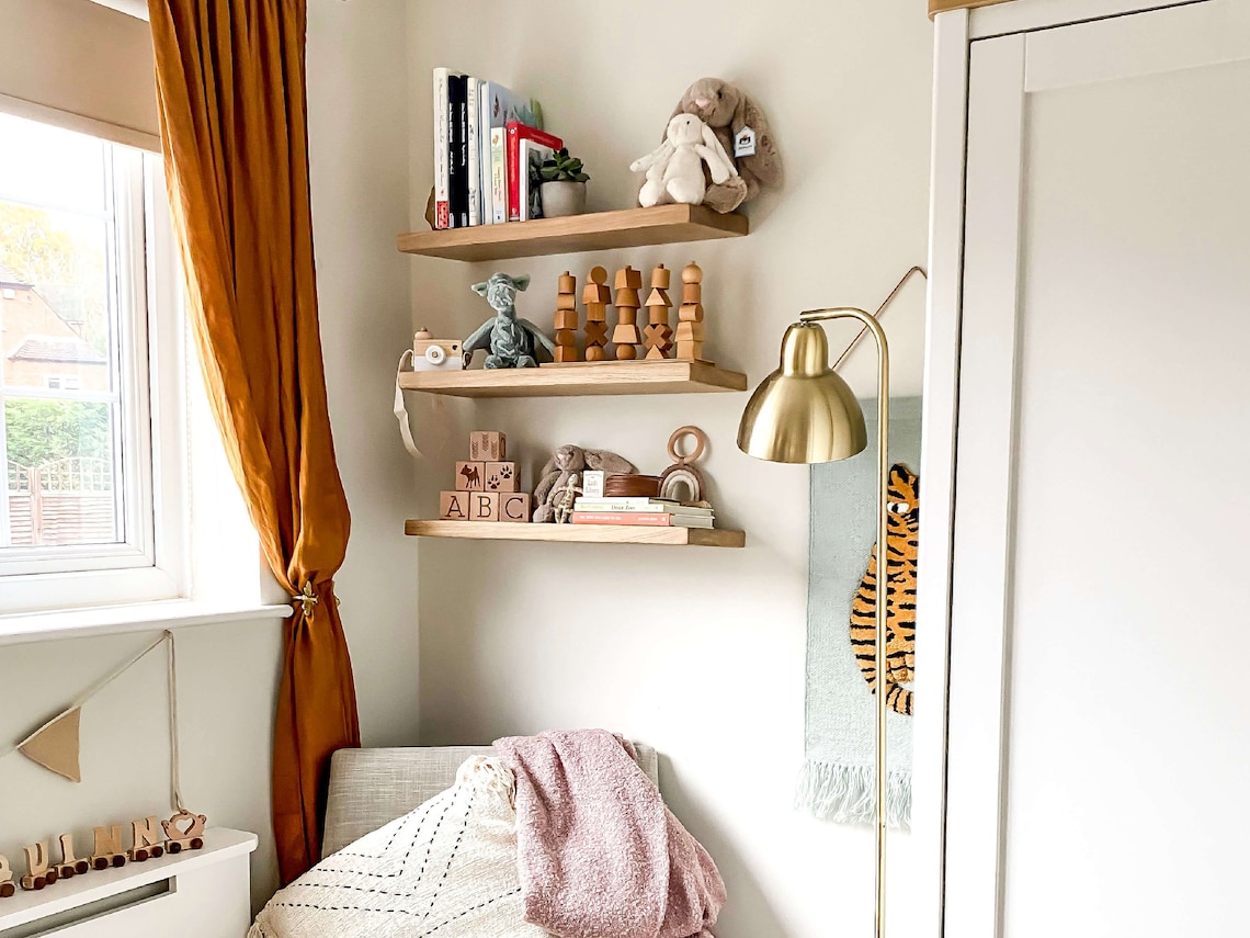 Solid Oak Floating Shelf 6 Deep Kiln Dried Shelves Etsy