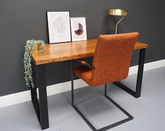 Rustic Pine Wood Desk: Scandinavian Industrial Style