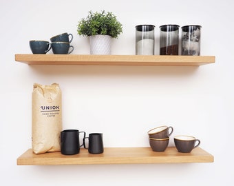 Solid Oak Floating Shelf 8" Deep | Kiln Dried Shelves