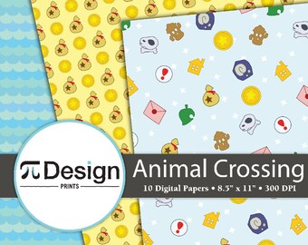 8.5"x11" New Leaf Digital Paper Pack of 10 | Cute Video Game Pattern | Patterns | Video Game Digital Paper