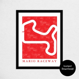 マリオ レースウェイ トラック マップ ポスター | 11" x 14" 300 DPI 画像ファイル | カート トラック マップ プリント | ビデオゲーム ワールド マップ アート | デジタル ダウンロード