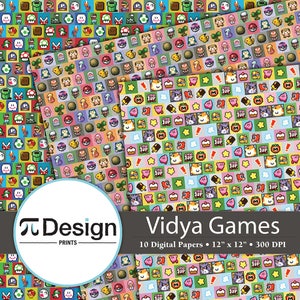 Papel digital para álbum de recortes de videojuegos (30,5 x 30,5 cm), 10 unidades, imprimibles para fiestas, imágenes prediseñadas, descarga instantánea