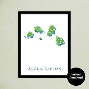 Alola Region Weltkarte Drucken | Pokemon Weltkarte | Videospiel - Digitaler Download