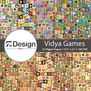 Lot de 10 papiers pour scrapbooking numérique pour jeu vidéo 8,5 x 11 po. | Imprimables de fête de jeu vidéo | Clipart | Documents à téléchargement immédiat
