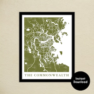 The Commonwealth Map Print 11x14 Digital Download image 1