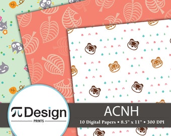 8.5"x11" New Horizons Digital Paper Pack of 10 | Video Game | Kawaii Pattern | Video Game Digital Paper