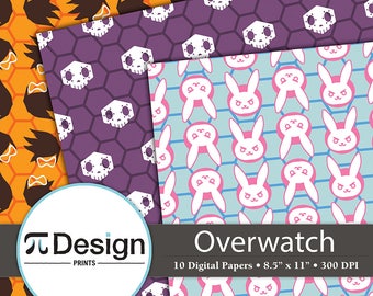 8.5"x11" Gamer Character Icon Digital Paper 10 Pack | Video Game Printable Patterns | DIY Geek Crafts | Geeky Gamer Instant Download