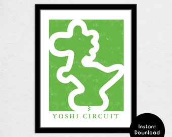 Yoshi Circuit Track Map Print | 11x14 | Double Dash Track Map | Video Game Travel Destination Map | Digital Download