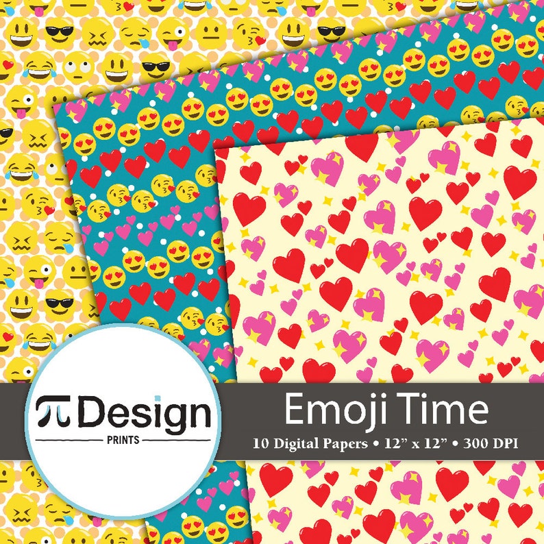 Emoji 12x12 Digital Paper 10 Pack Emoji Clipart Etsy