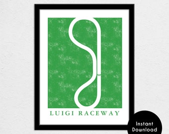 Luigi Raceway Track Map Poster | 11x14 | Kart Track Map Print | Video Game World Map Art | Digital Download