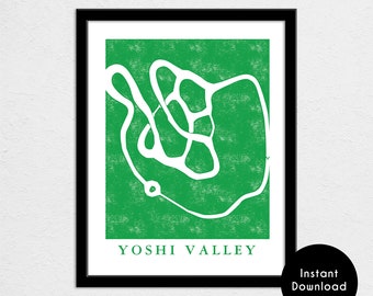 Yoshi Valley Track Map Poster | 11" x 14" 300 DPI Image File | Kart Track Map Print | Video Game World Map Art | Digital Download