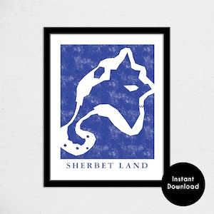Sherbet Land Track Map Poster | 11" x 14" 300 DPI image file | Kart Track Map Print | Video Game Wereldkaart Art | Digitaal downloaden
