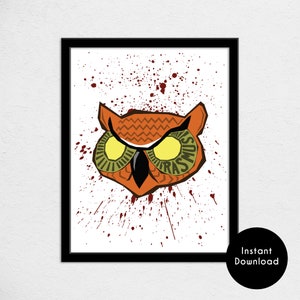 Rasmus - Hotline Miami Print | Video Game Poster | Owl Print | Game Room Decor | Rasmus Poster | Digital Download