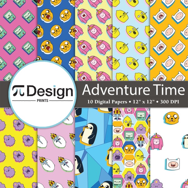 12"x12" Adventure Boy & Dog Digital Paper 10 Pack | Digital Download | Cartoon Seamless Pattern | Kids Show | Pop Culture