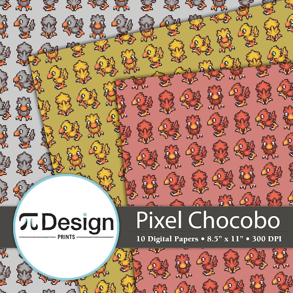 Cute Chocobo 8.5x11 Digital Paper Pack Of 10 FF7 Scrapbooking.