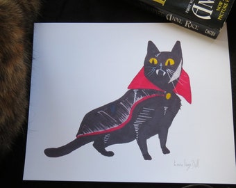 Vampire Cat Art Print 8x10