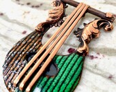 Vintage Matisse Rare Copper and Enamel Harp Brooch, Book Piece