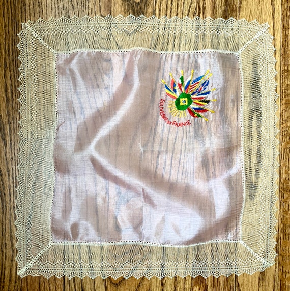 Antique Edwardian French Silk Souvenir Handkerchi… - image 5