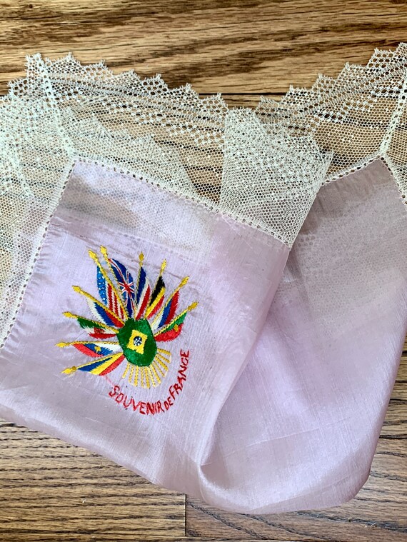 Antique Edwardian French Silk Souvenir Handkerchi… - image 4