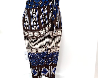 Vintage Designer Andrea Jovine Sexy Tribal Print Wrap Sarong Skirt