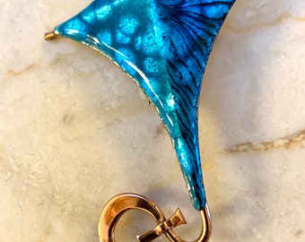 Vintage Matisse/Renoir Rare Copper Enamel “Kite” Brooch, Book Piece