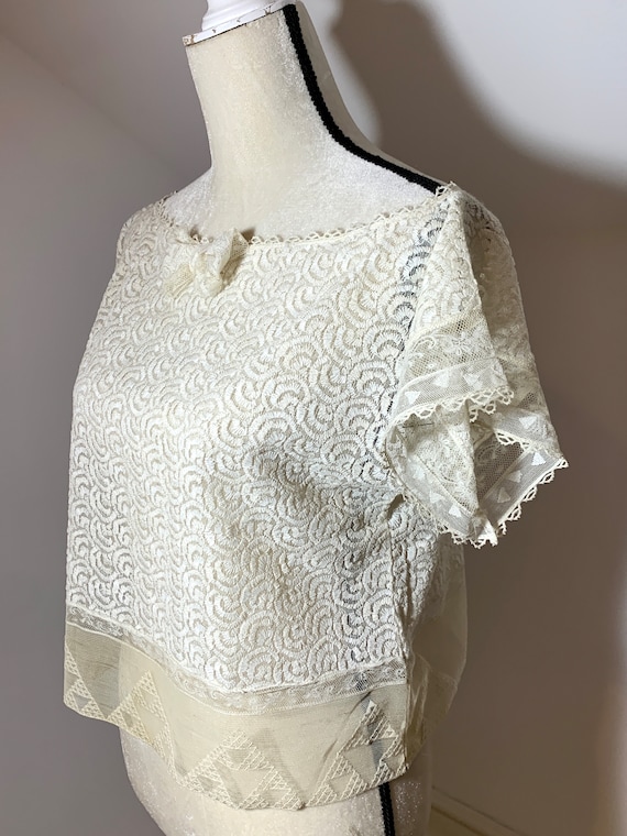 Antique French Embroidered & Laced Trousseau Trav… - image 1