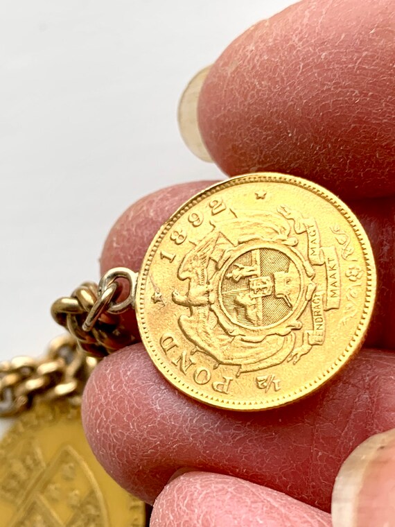 Antique 18K Gold Herloom Charm Bracelet with Genu… - image 9