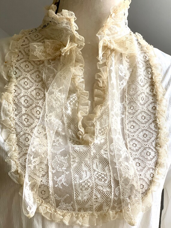 Antique Edwardian Alencon Laced Cotton Shirting S… - image 2