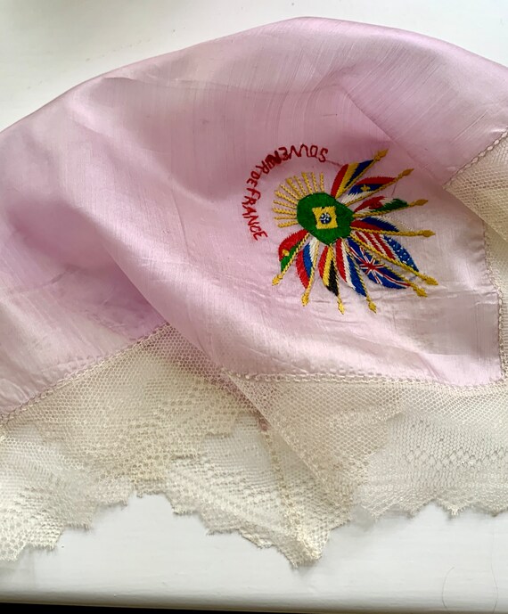 Antique Edwardian French Silk Souvenir Handkerchi… - image 7