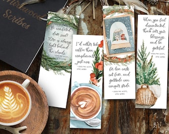 Printable Little Women Bookmarks, Instant Download Louisa May Alcott Quote Set of 4, Christmas Holiday Literary Bookmarks