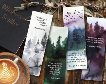 Printable Watercolor Literary Quotes Bookmarks, Uniquely Portable Magic, Book Lover Gift, Reader Gift