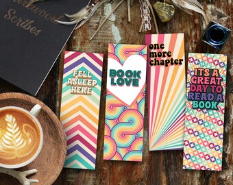 Rainbow Bookmarks, Retro Style Instant Download Printable Bookmarks, Reading Accessories, Planner Bookmarks