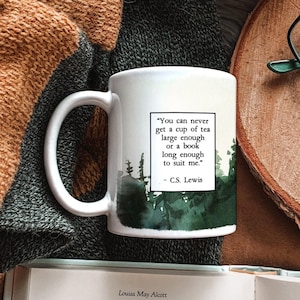 Watercolor Forest Literary Quote Mug, C.S. Lewis Bookish Mug, Gift for Book Lover, Bookstagram Tea Mug