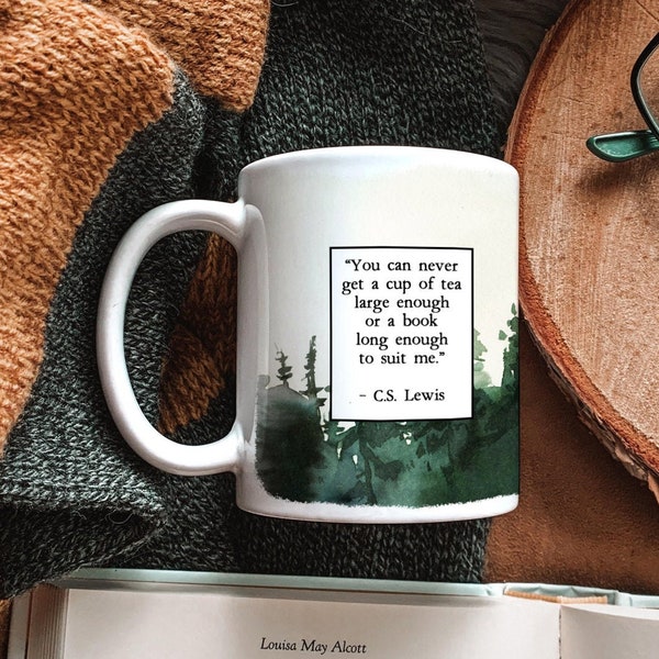 Watercolor Forest Literary Quote Mug, C.S. Lewis Bookish Mug, Gift for Book Lover, Bookstagram Tea Mug