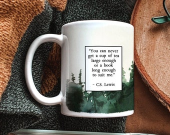 Watercolor Forest Literary Quote Mug, C.S. Lewis Bookish Mug, Gift for Book Lover, Bookstagram Tea Mug