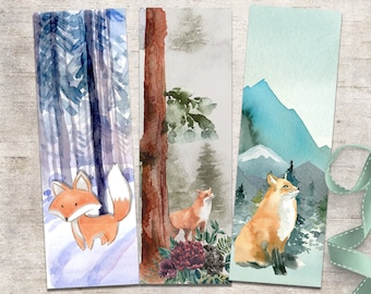 Fox Watercolor Bookmark Bundle, Cute Foxes Value Bundle, Bookmarks for Books