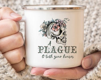 Shakespeare Mug, Literary Mug, A plague O' both your houses!, Gift for Reader, Halloween Mug, Camping Book Lover Mug