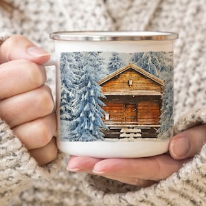 Baby its Cold Outside Camp Mug, Cozy Metal Cabin Mug, Winter Snow Mug, Holiday Camping Mug image 1