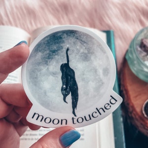 Full Moon Sticker, Moon Touched Vinyl Waterproof Sticker, Celestial Girl Accessory for Laptop or Water Bottle, Magic