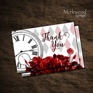 Alice in Wonderland Thank You Cards |  Printable 4x6 Thank You Cards |  A Very Important Date Shower Thank You Cards