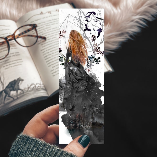 Fantasy Heroine Linen Bookmark, High Lady Watercolor Bookmark Gift for Reader, YA Fan Bookmark