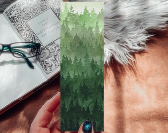 Watercolor Pine Forest Bookmarks, Linen Paper Bookmarks, Pine Tree Print, Gift for Reader